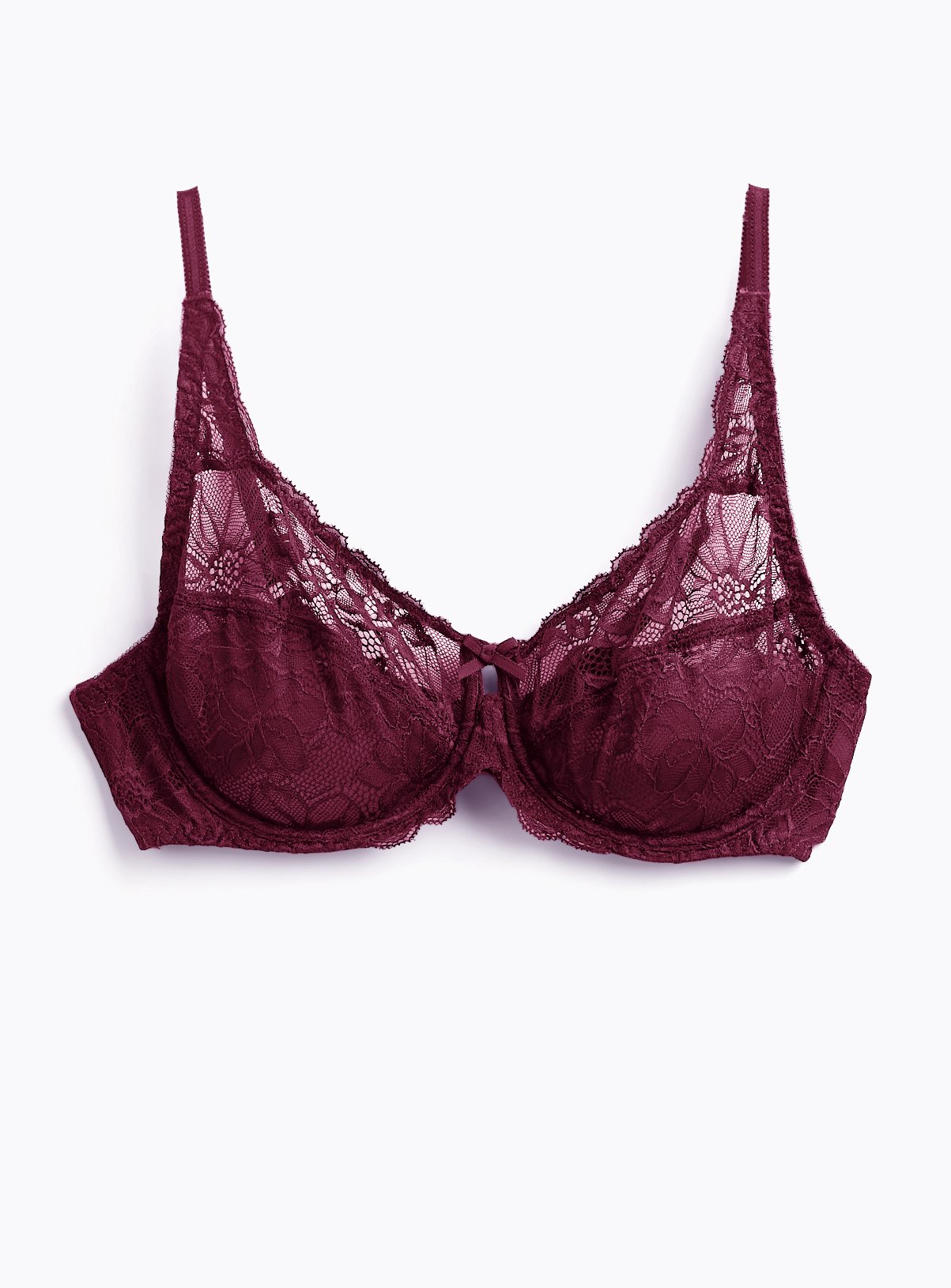 Dark Red Fleur Lace Full Cup Bra 36C - Image 3 thumbnail